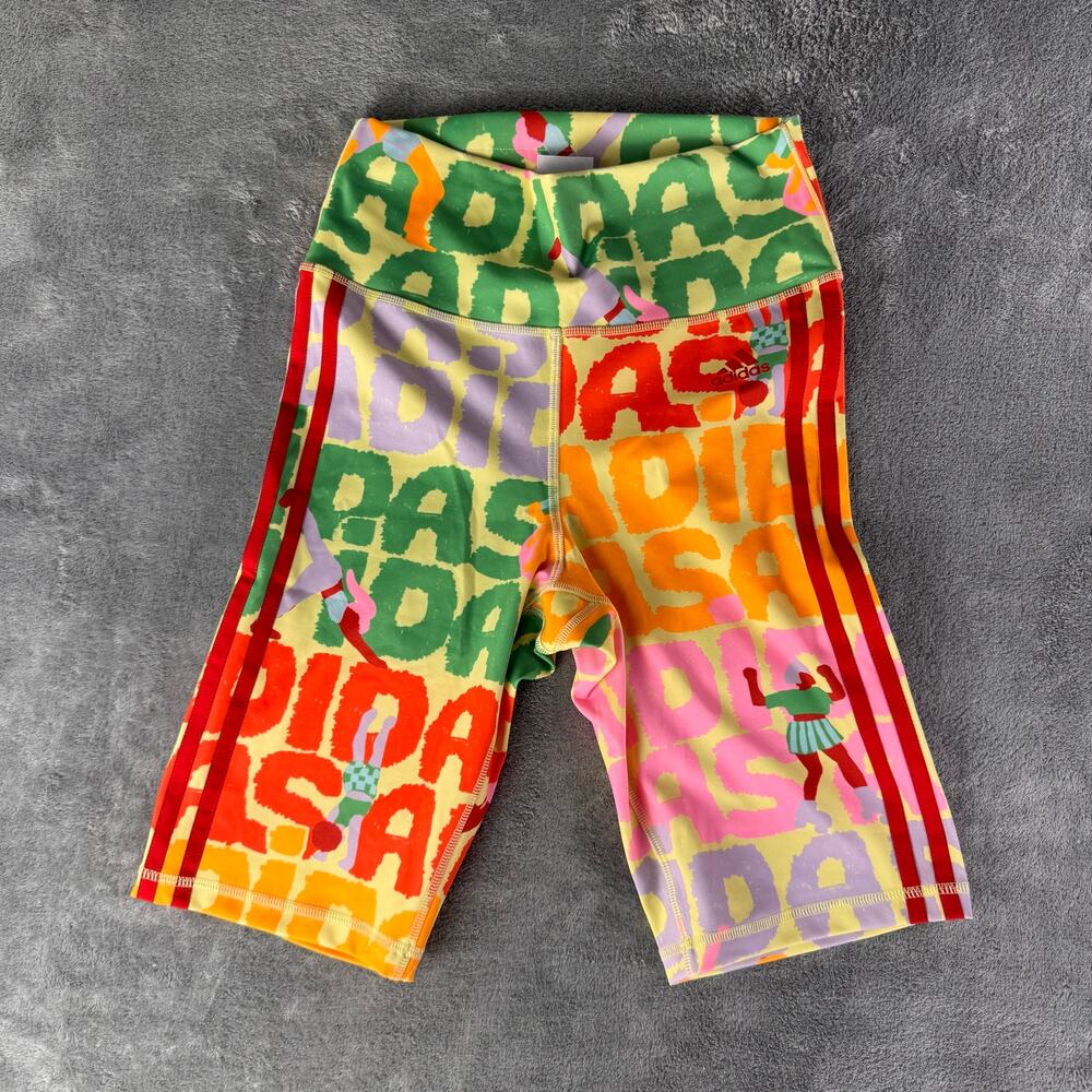 adidas women’s S high rise bike shorts multicolor graphic aeroready